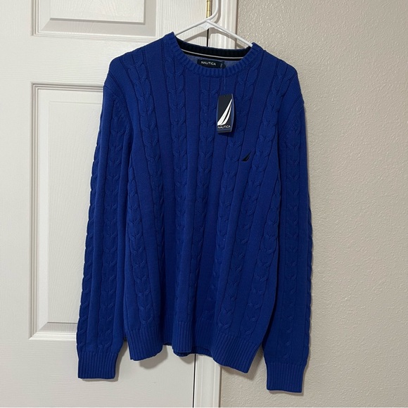Nautica Other - Nautica Royal Blue Cable Knit Sweater Men’s Medium NWT